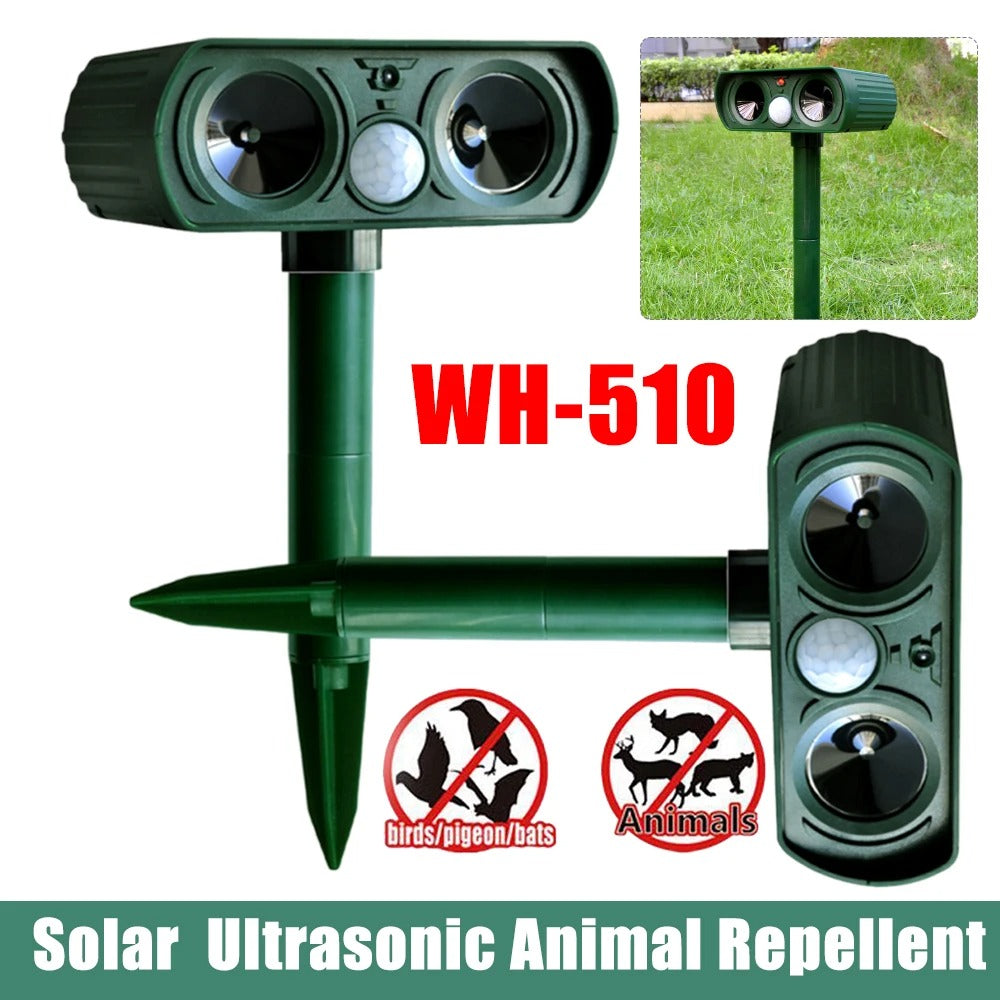 Ultrasonic Solar Pest Repeller Motion Sensor Repellent Waterproof Garden Farm