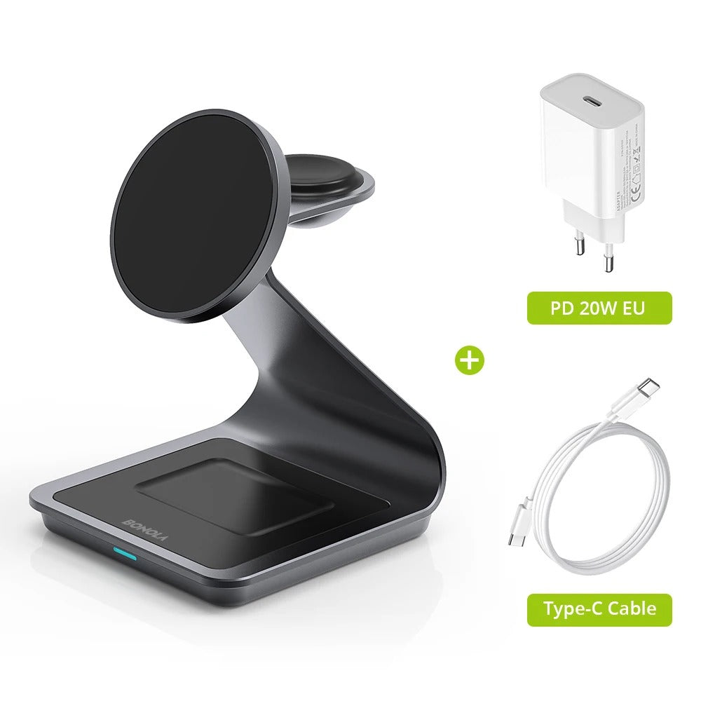Wireless charging station 3-in-1