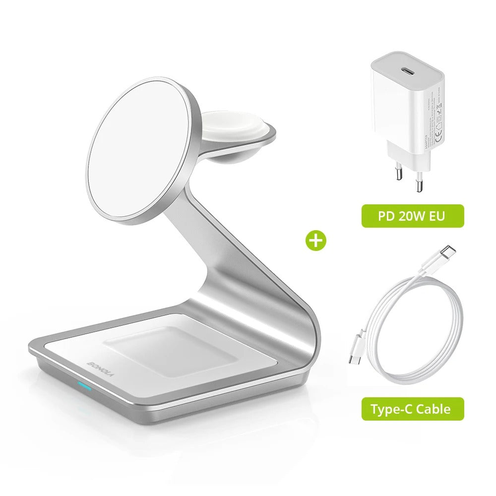 Wireless charging station 3-in-1