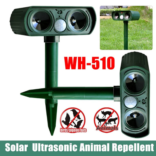 Ultrasonic Solar Pest Repeller Motion Sensor Repellent Waterproof Garden Farm