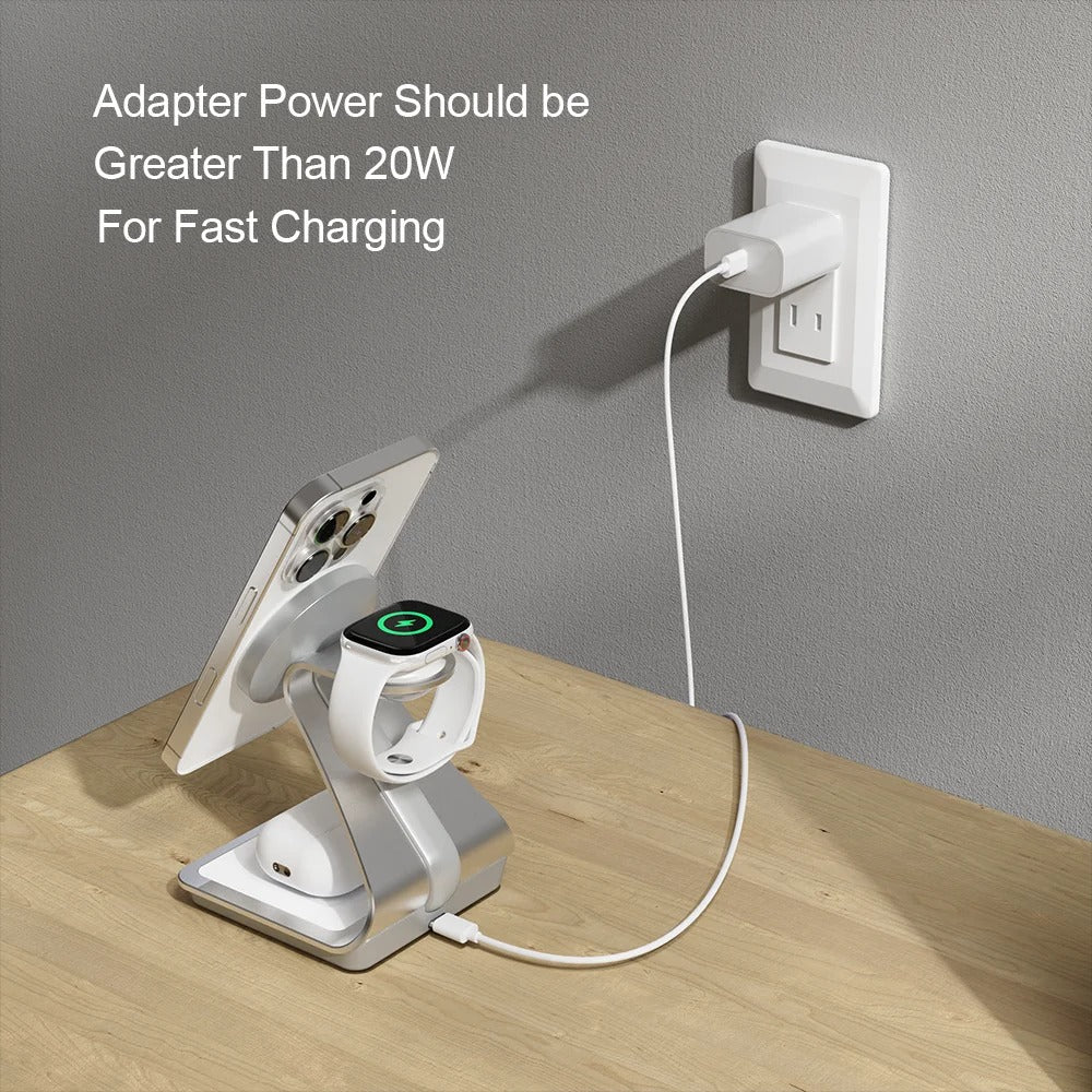 Wireless charging station 3-in-1