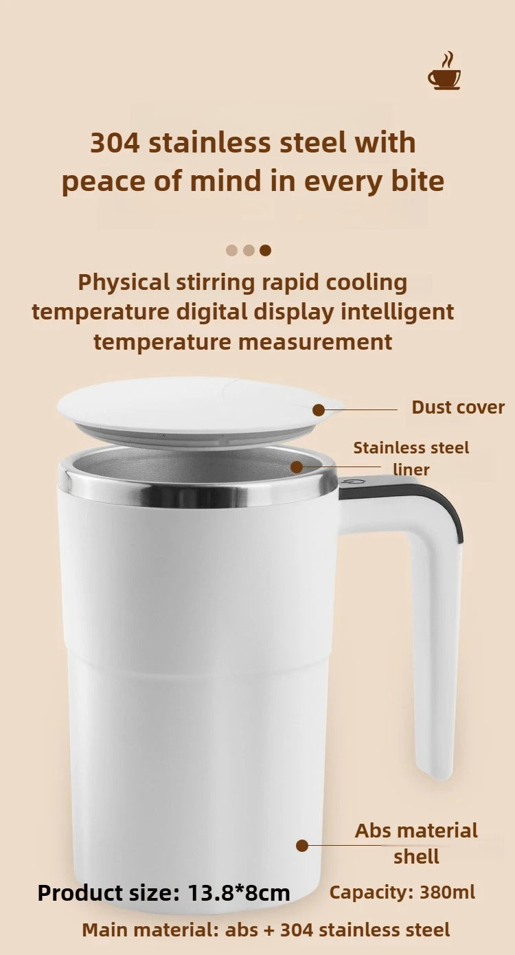 Smart Self-Stirring Coffee Mug with LED Temperature Display